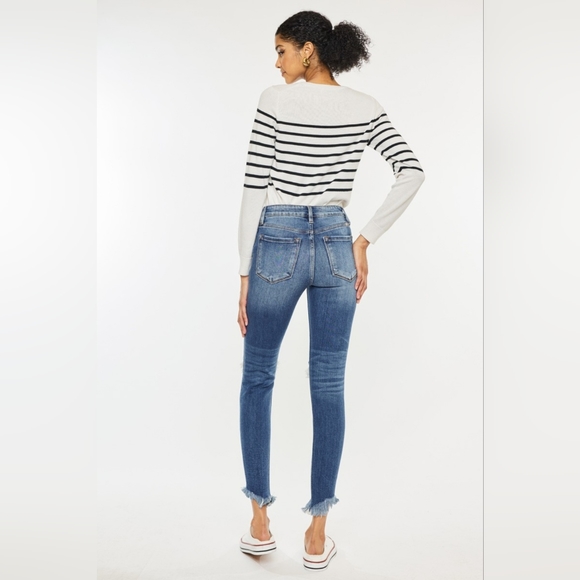 Just In!! Kancan High Waist Distressed Raw Hem Ankle Skinny Jeans - Picture 5 of 9